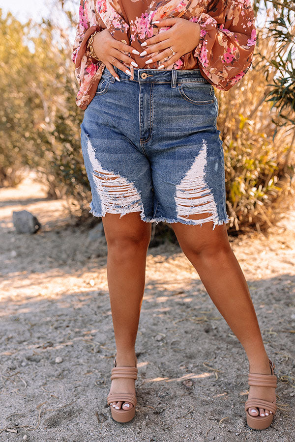 The Orlando High Waist Distressed Shorts Curves   