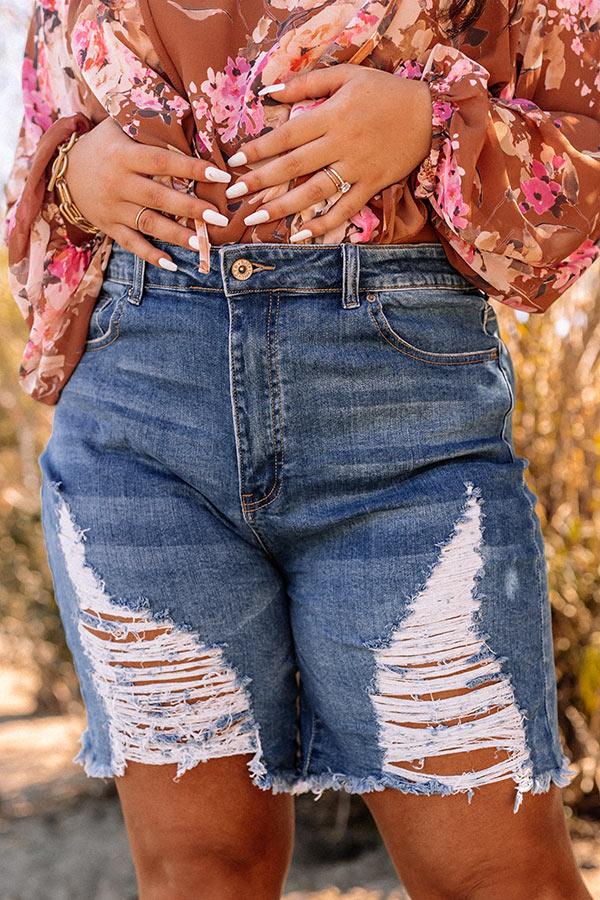 The Orlando High Waist Distressed Shorts Curves