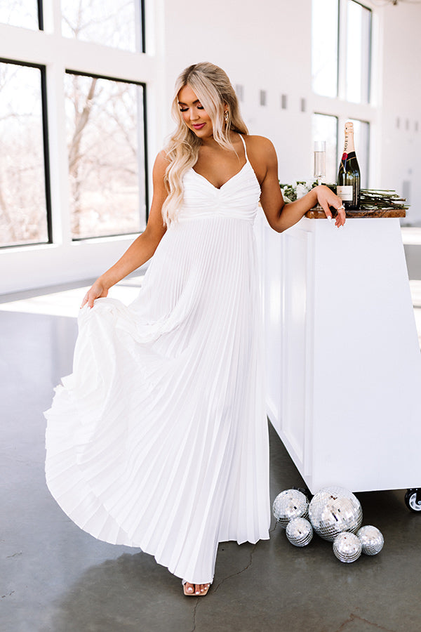 white satin pleated dress Pleated White Dresses