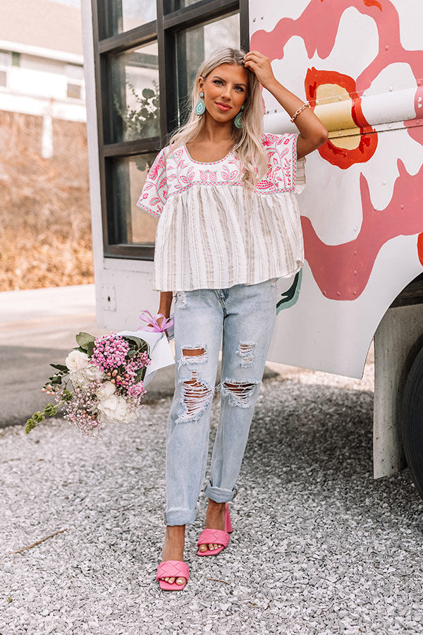 Sunrise Eyes Embroidered Shift Top