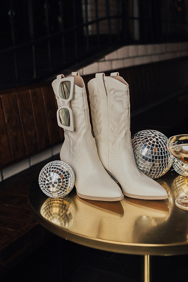 The Barrett Faux Leather Cowboy Boot in White