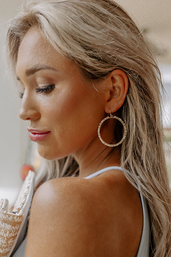Coastal Cove Beaded Hoop Earrings In Ivory