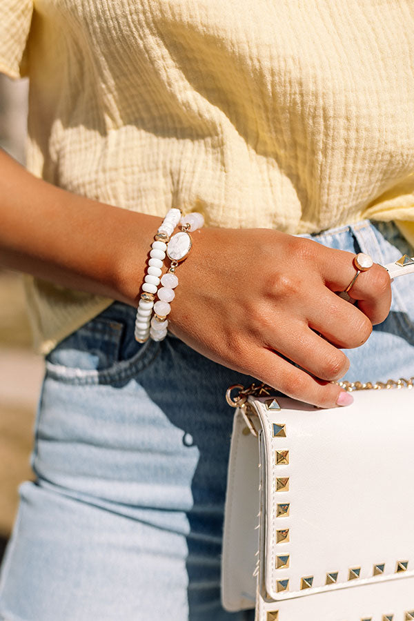 Canyon Bay Bracelet Set In White
