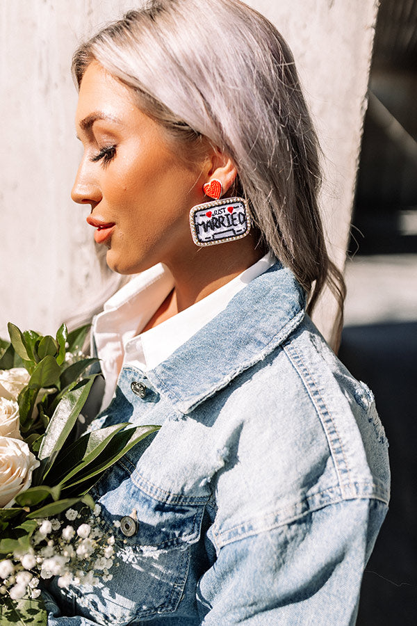 Just Married Beaded Earrings