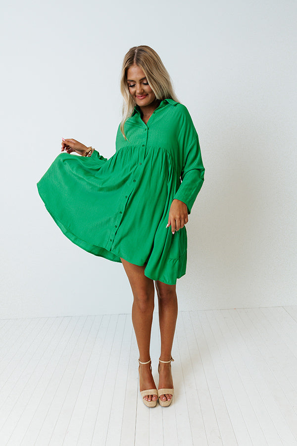 Sunshine Pact Babydoll Dress In Kelly Green Sunshine Pact Babydoll Dress In Kelly Green