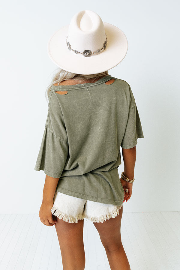 Cowgirl Distressed Vintage-Wash Graphic Tee Image - 1