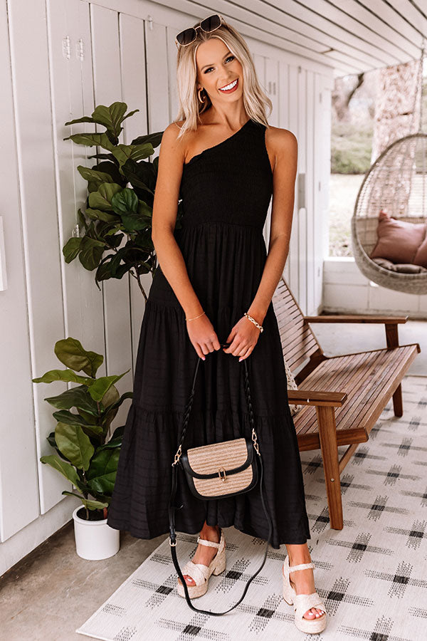 Vacation Cove Smocked Maxi In Black