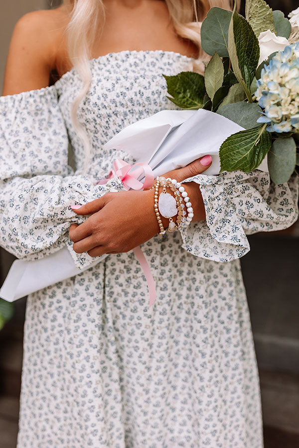 Champagne Secrets Druzy Stone Bracelet Set In White