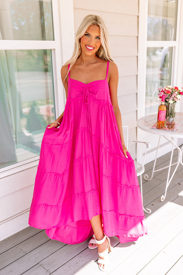 Sunny With A Chance Of Sand Midi In Hot Pink