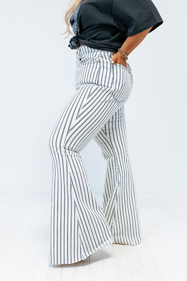 Judy Blue The Jamie High Waist Stripe Flare In White