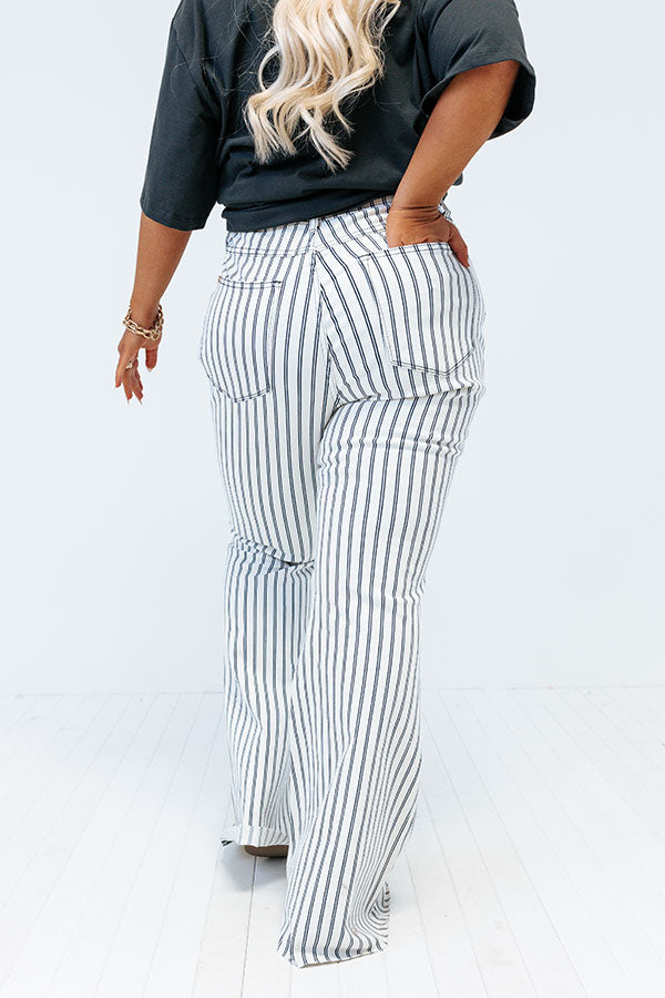 Judy Blue The Jamie High Waist Stripe Flare In White