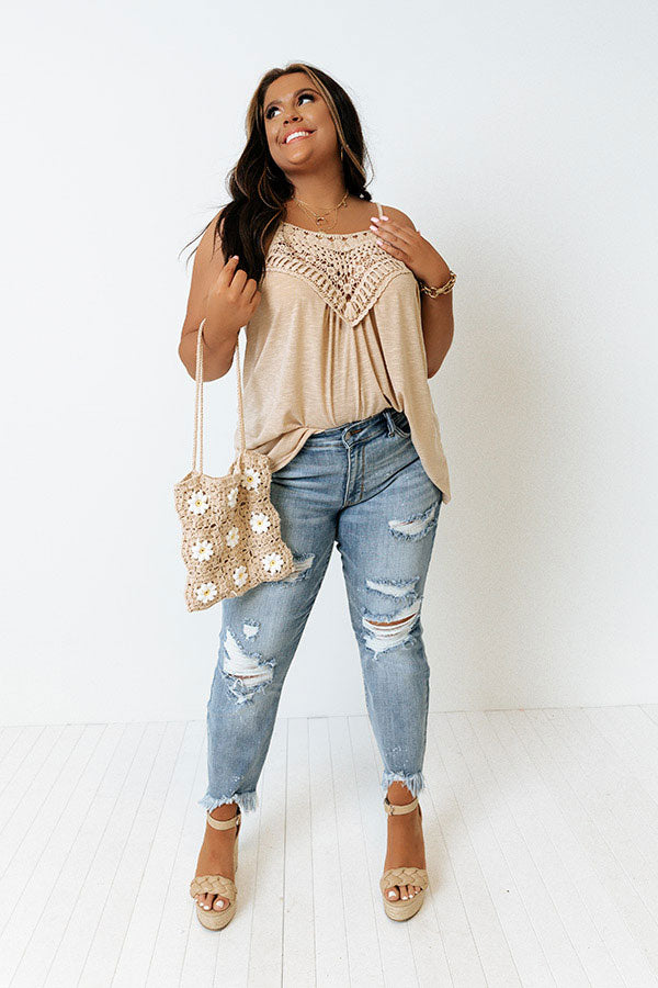 Beachy Bonding Shift Tank In Iced Latte Curves