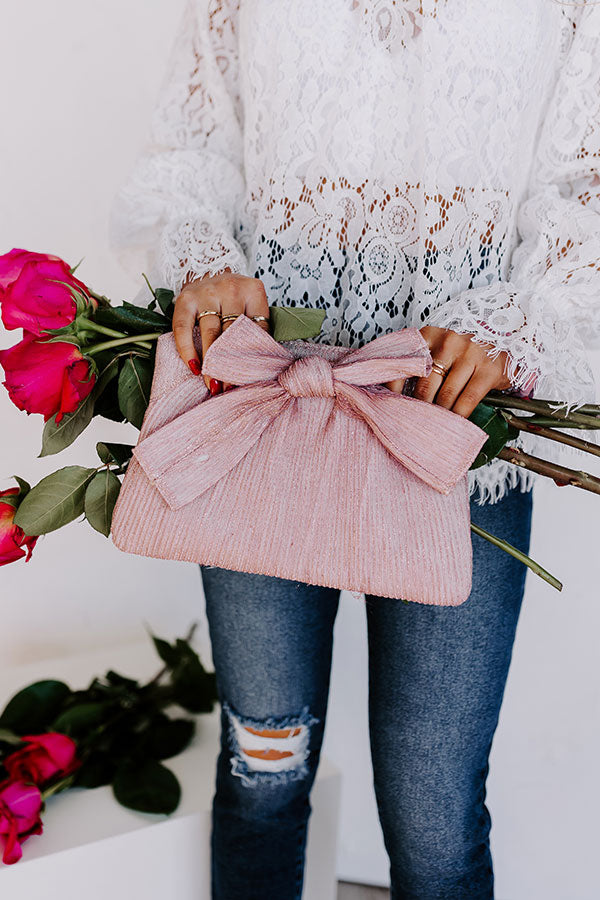 All The Glamour Clutch In Blush