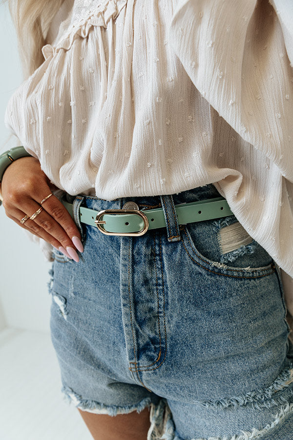 Take A Second Faux Leather Belt In Sage