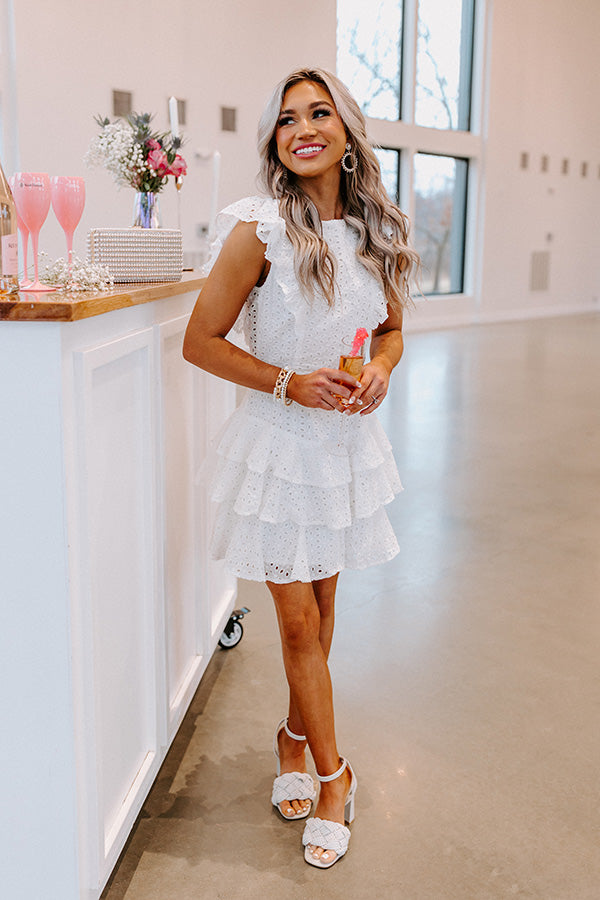 Springtime Happiness Eyelet Dress In White