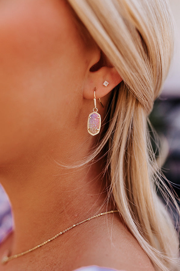 Kendra Scott Lee Drop Earrings In Gold Pink Watercolor Drusy Image - 3