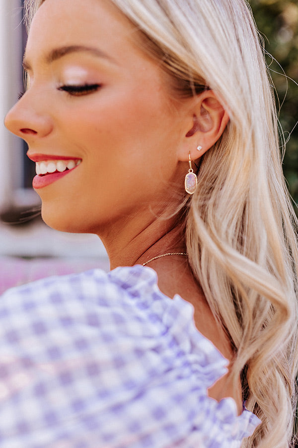 Kendra Scott Lee Drop Earrings In Gold Pink Watercolor Drusy Image - 1