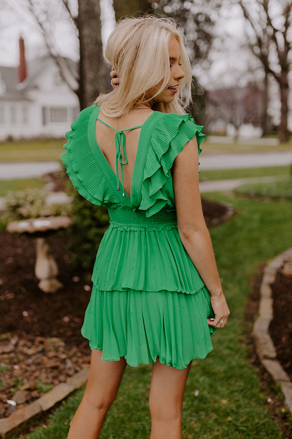 kelly green pleated dress The Cape Dress