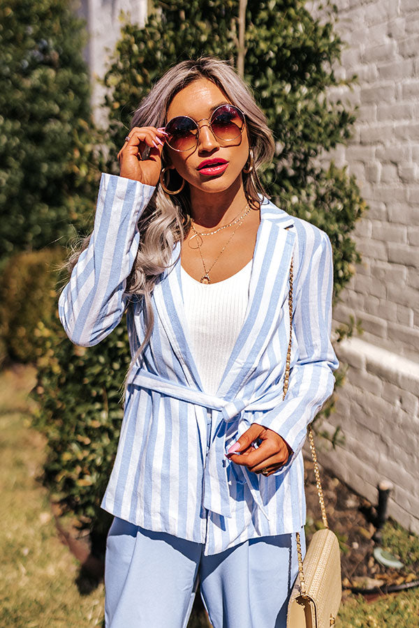 Hamptons Forever Stripe Blazer In Sky Blue