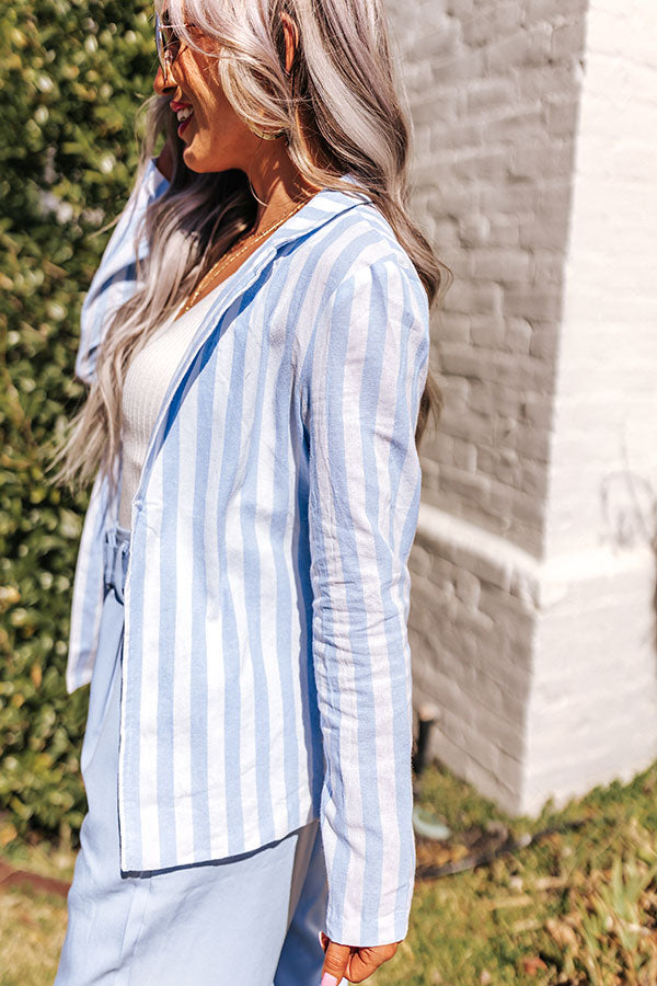 Hamptons Forever Stripe Blazer In Sky Blue