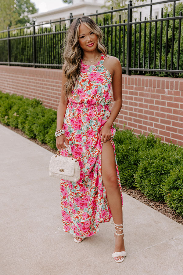 Ready For Fame Floral Maxi in Peach