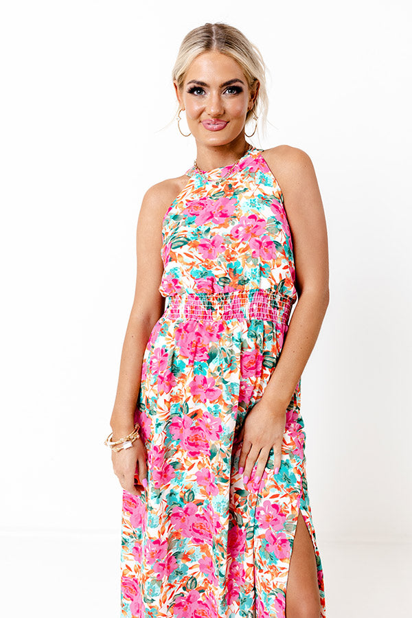 Ready For Fame Floral Maxi in Peach