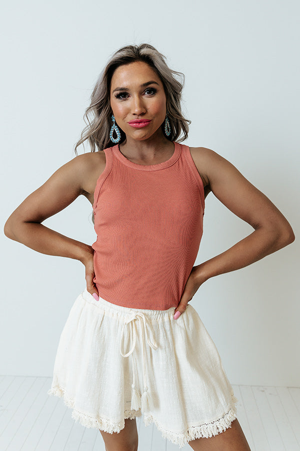 Surf And Tide Crop Tank In Dark Coral