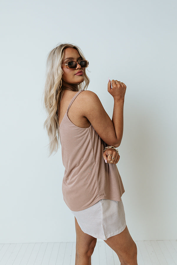 Stylish Vibes Shift Tank in Warm Taupe