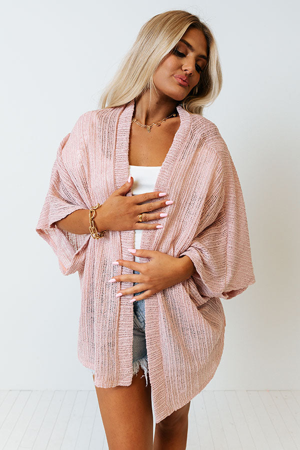 Coral Reef Cruise Knit Cardigan In Blush