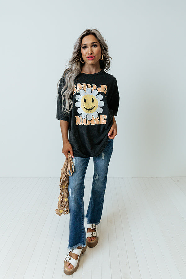 Smile More Flower Oversized Graphic Tee