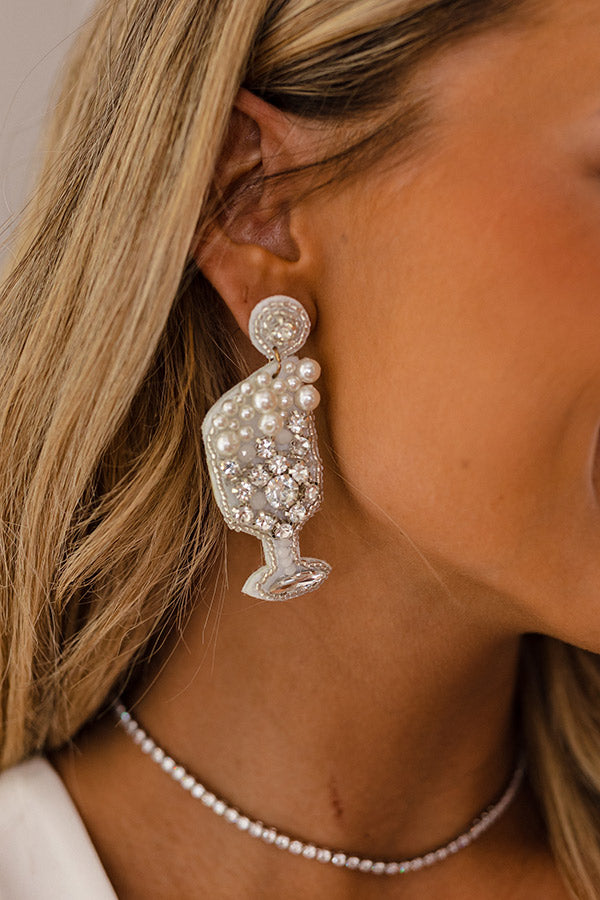 Pop The Bubbly Beaded Earrings In Silver