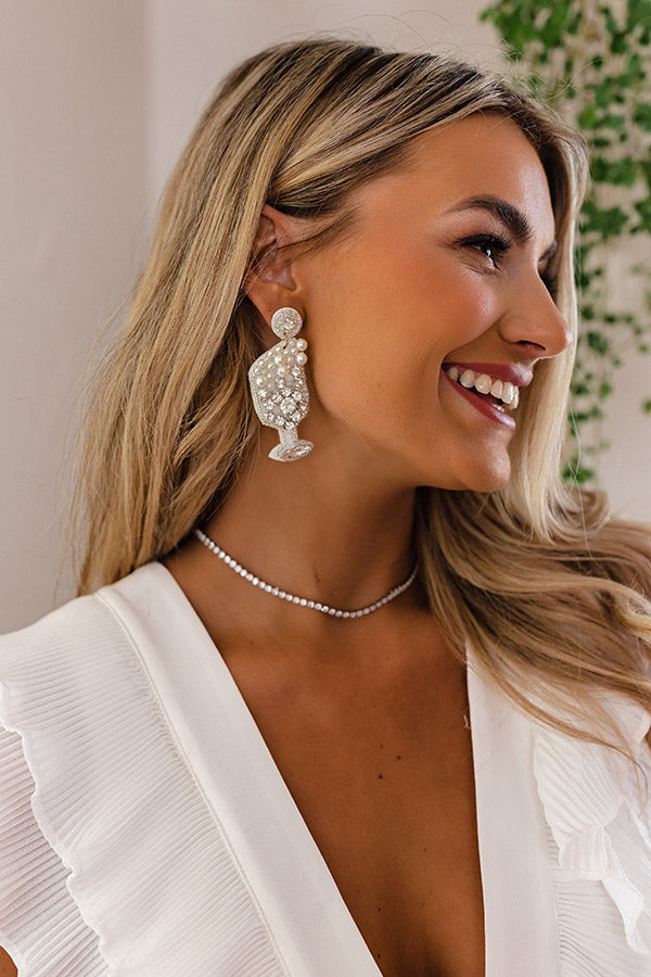 Pop The Bubbly Beaded Earrings In Silver