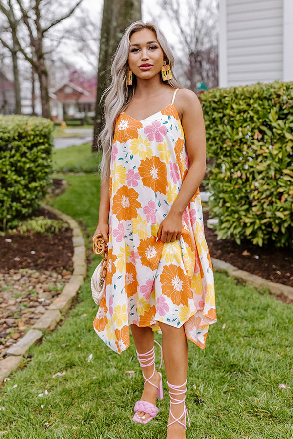 peach floral midi dress Sweet Georgia Peach Floral Midi Dress In Orange
