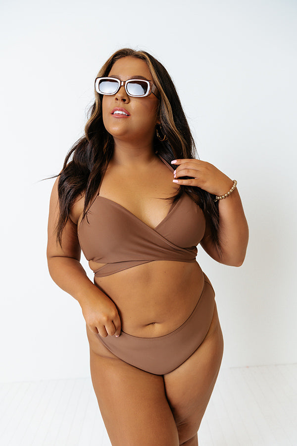 Sandy Seaside High Waist Bikini Bottom in Chocolate Curves