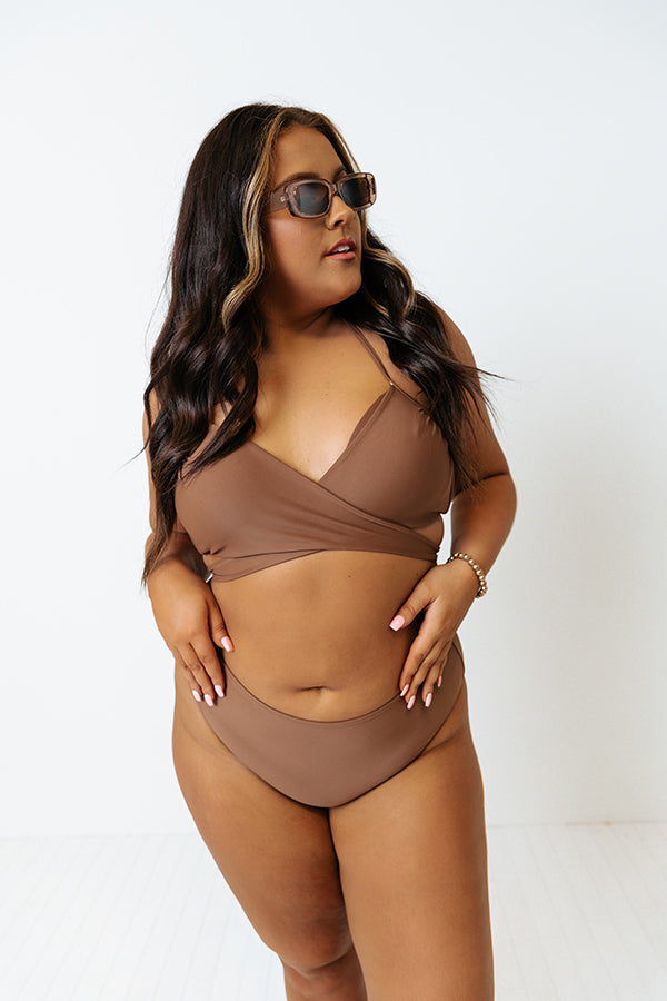 Sandy Seaside High Waist Bikini Bottom in Chocolate Curves