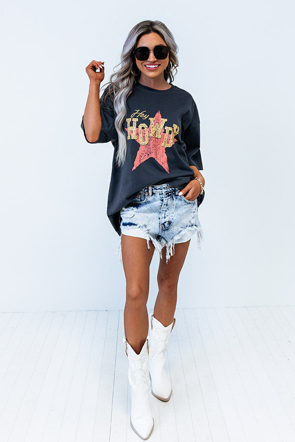 Howdy Star Vintage Graphic Oversized Tee Image - 1