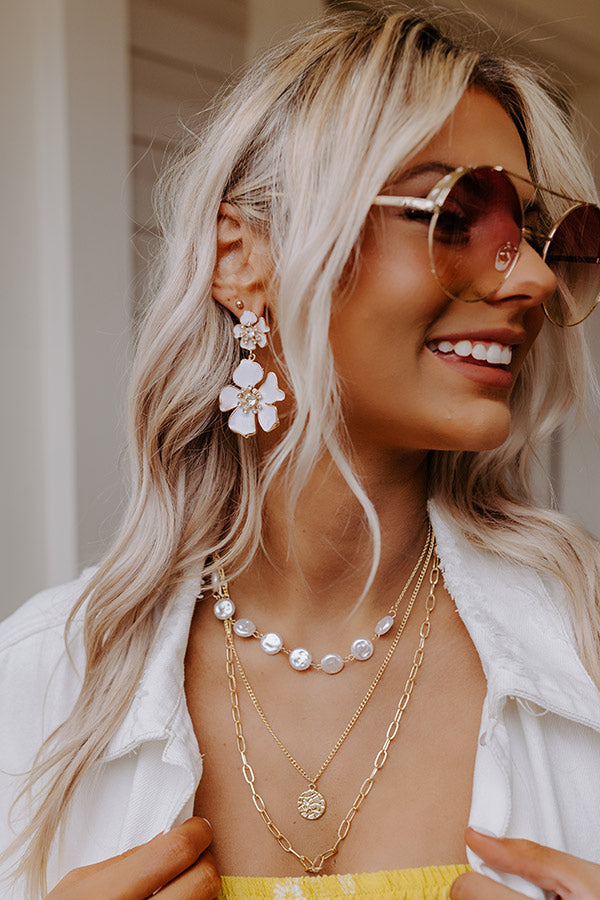 Beauty And Blooms Earrings In White
