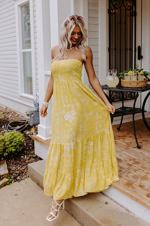 Sunrise Kisses Smocked Maxi In Lime Punch