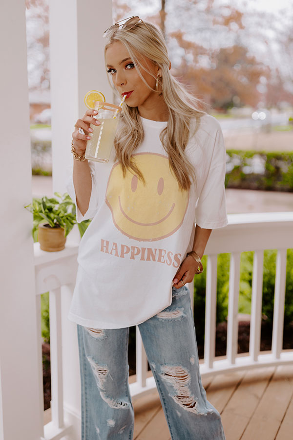 Happiness Vintage Graphic Oversized Tee