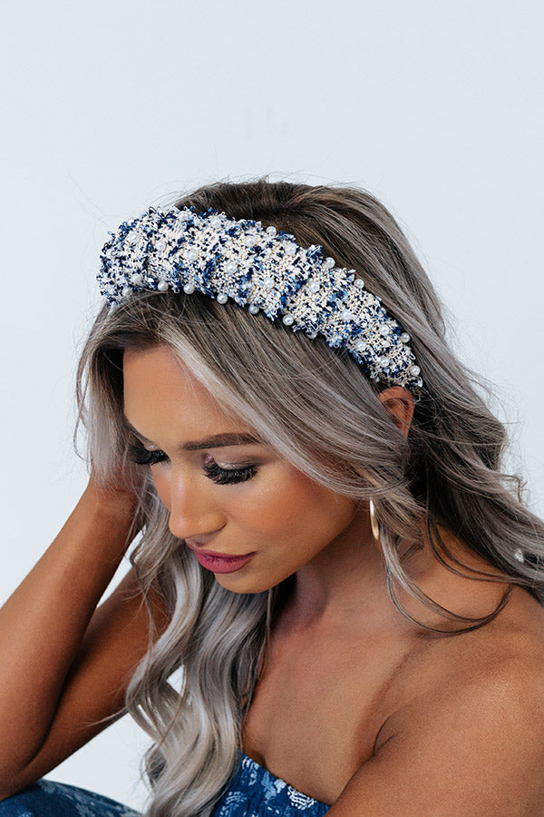 Ready For Fame Embellished Headband in Navy