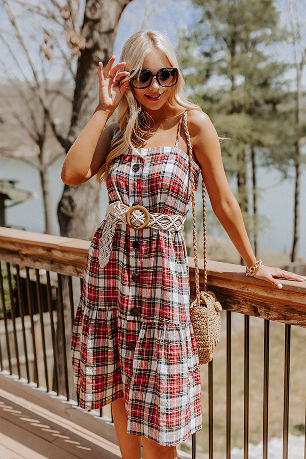 In First Place Plaid Midi