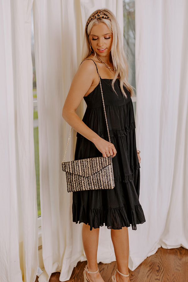 Tell You Something Woven Clutch In Black