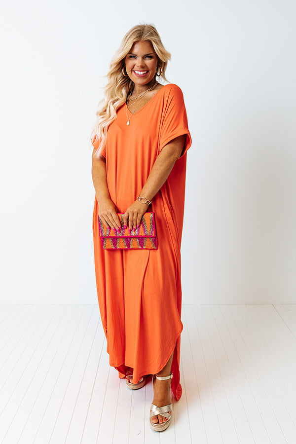 Just My Type T-Shirt Maxi In Coral Curves Image - 1