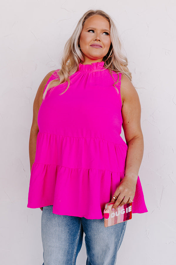 Complete Awe Shift Top In Neon Fuchsia Curves