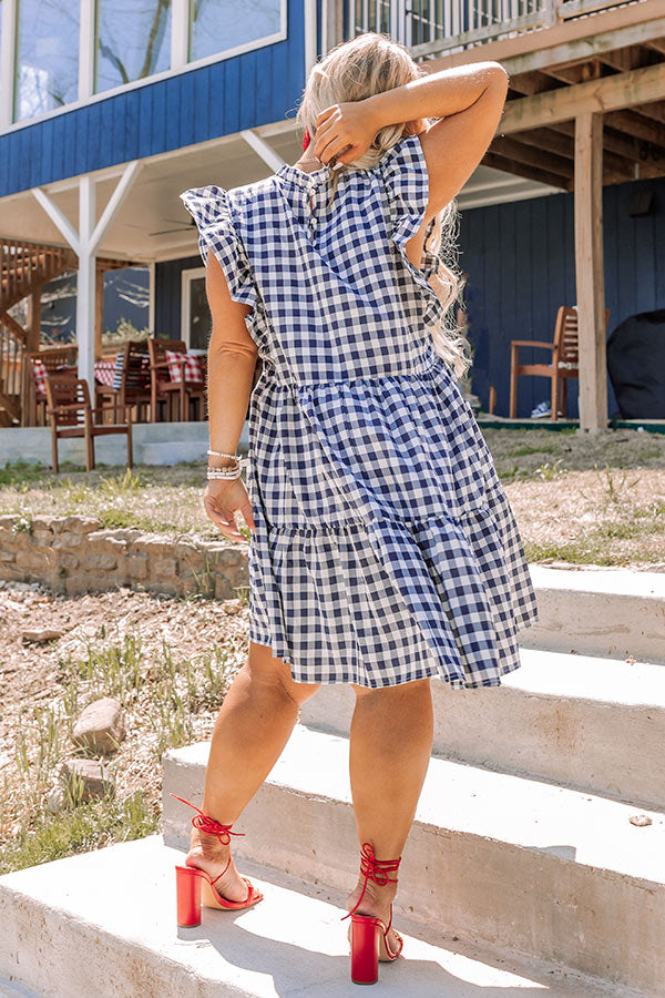 navy gingham midi dress Buy Navy Blue Gingham Puff Sleeve Midi Dress from Next USA