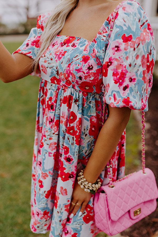 Sprinkle Of Sass Floral Babydoll Dress in Hot Pink