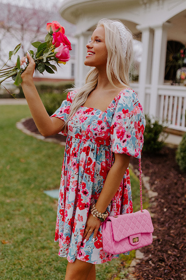 Sprinkle Of Sass Floral Babydoll Dress in Hot Pink