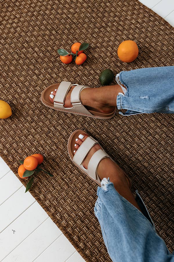 The Kanan Faux Leather Sandal In Birch