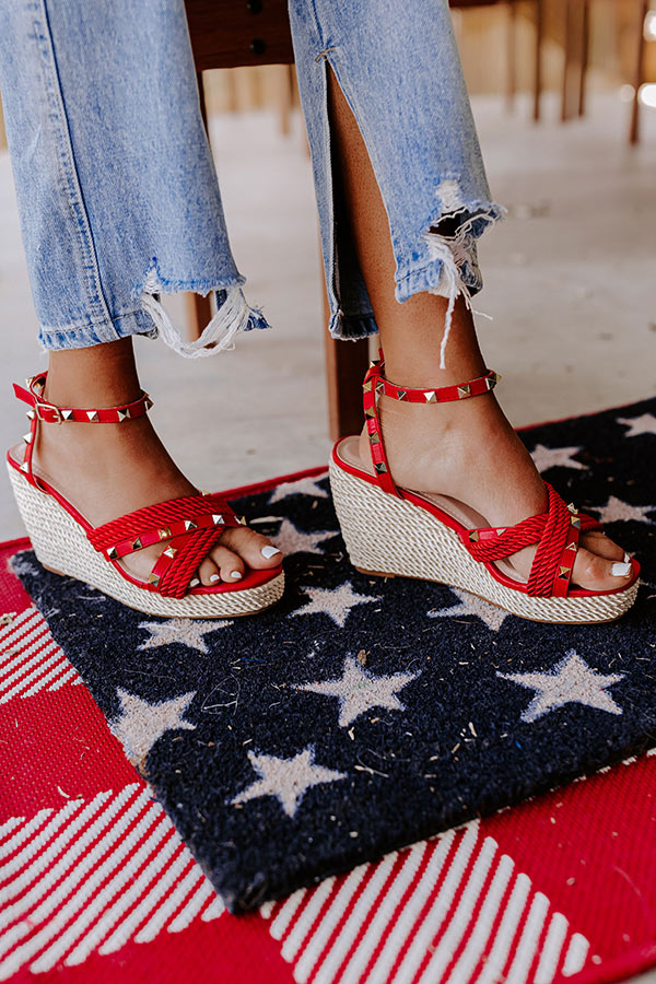The Wanda Studded Wedge In Red