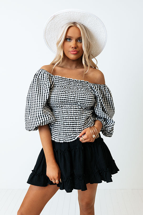 Summer Rhythm Gingham Top in Black